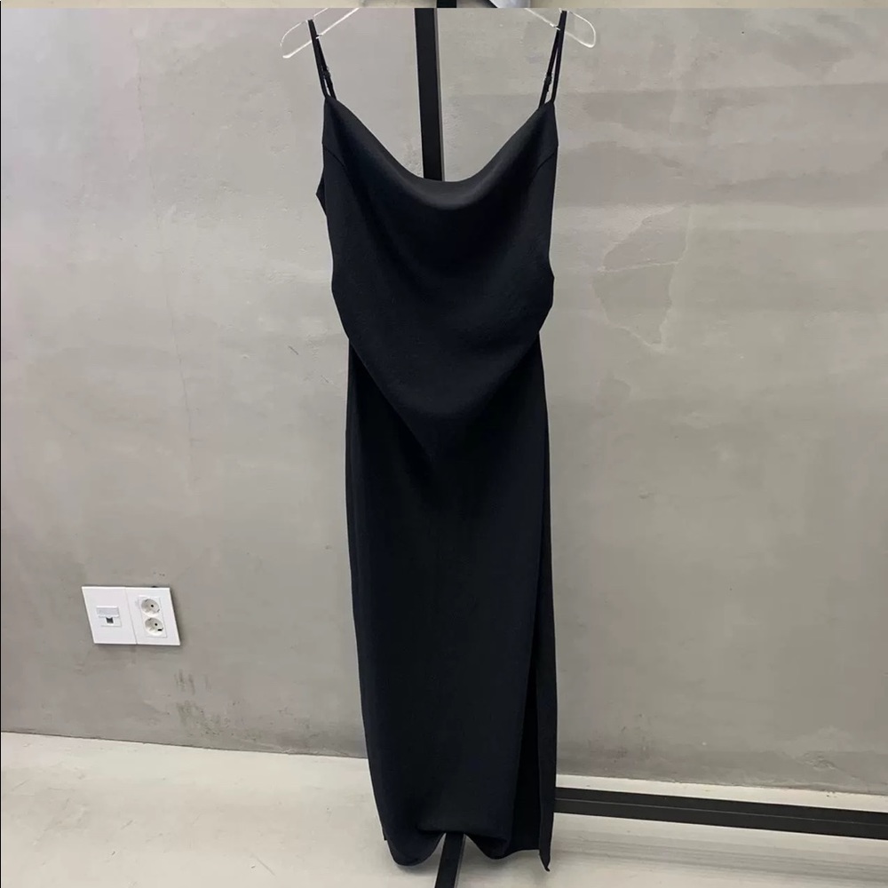 NEW Korea Glow and Nymph Black cowl neck slip satin dress (Aritzia, Zara, COS)